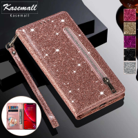 Zipper Bling Glitter Case For 13 Pro 12 Mini 11 XR X XS Max 5s 6 6s 7 8 Plus SE 2020 Leather Wallet Flip Card Phone Cover