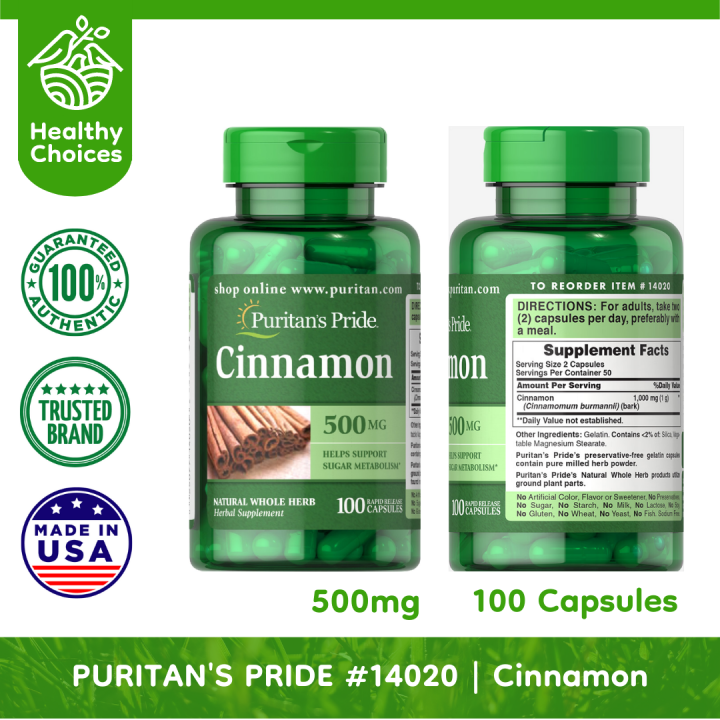 PURITAN'S PRIDE 14020 EXPIRY 6/2025 Cinnamon 500mg, 100 Rapid