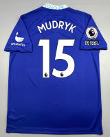 เสื้อบอล แฟนบอล เชลซี เหย้า 2022-23 Chelsea Home 2022 พร้อมเบอร์ชื่อ 15 MUDRYK อาร์ม พรีเมียร์ลีค ครบชุด