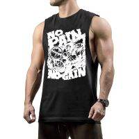 （Ready Stock)? Fitness Vest Mens Cotton Cartoon Fashionable Running Wide Shoulder Basketball Sports Loose Plus Size European And American Leisure Sleeveless T-Shirt ZV