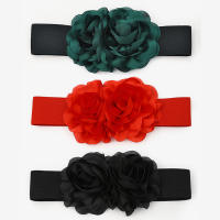 Autumn and winter fashionable flowers Versatile womens elastic waistband decoration suit dress woven belt