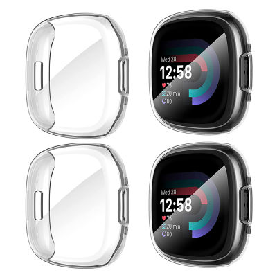[4แพ็ค] สำหรับ Fitbit Sense 2/Versa 4เคสป้องกันหน้าจอ,TPU Electroplate เต็มรอบเคสปกคลุมสำหรับ Fitbit Sense 2/Versa 4 Smartwatch (ชัดเจน + ชัดเจน + ชัดเจน + ชัดเจน)