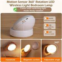 ✺ 360° Rotation Motion Sensor LED Wireless Light Bedroom Lamp USB Rechargeable Energy-Saving Automatic Body Induction Lamp PIR