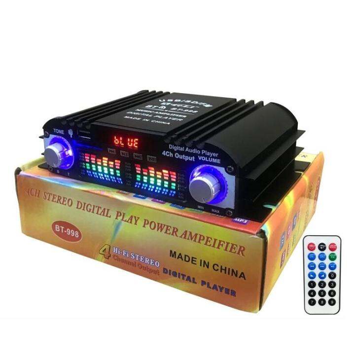 Mini bluetooth power amplifier BT998 with FM radio U disk card reader 12V 4 channel car power