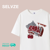 เสื้อคู่ลายการ์ตูนขีดเขียนมะเขือเทศฉบับภาษาเกาหลี SELVZE สำหรับผู้หญิง