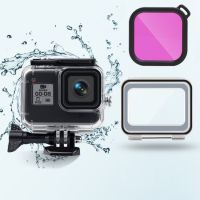 ซองกันน้ำ45เมตร + ฝาหลังสัมผัส + เลนส์กรองแสงสีสำหรับ GoPro HERO8สีดำ