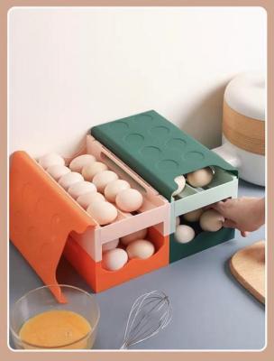 กล่องเก็บไข่สไลด์ 2 ชั้น เก็บได้24ฟอง (คละสี) Egg storage box 2 layers slide สามารถเก็บไข่ได้ในตู้เย็นให้สดใหม่และป้องกันการแตกของไข่ไก่ได้