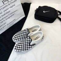 A Pedal Lazy Shoes Ins Canvas Female Students Korean Version Of The New Wild Ulzzang Black And White Plaid Tide Kasut Malas Sepatu Kanvas Pelajar Perempuan Versi Korea Ulsang Liar Baru Kotak-kotak Hitam Dan Putih Pasang*#A Pedal Lazy Shoes