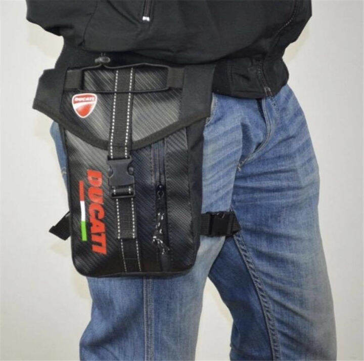 DUCATI Men's Motorcycle Leg Bag Canvas Drop Waist Fanny Pack Belt Hip