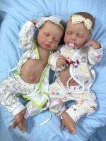 20นิ้วแล้วทาสีตุ๊กตารีสตาร์ท Loulou Twins ร่างกายไวนิลเต็มรูปแบบล้างทำความสะอาดได้ผิว3D มองเห็นเส้นของเล่นเด็กแรกเกิดสมจริงสำหรับสาวๆ