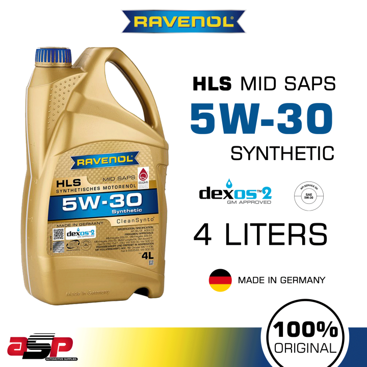 RAVENOL HLS 5W-30 Synthetic Dexos 2 Gas and Diesel Oil 4 Liters | Lazada PH