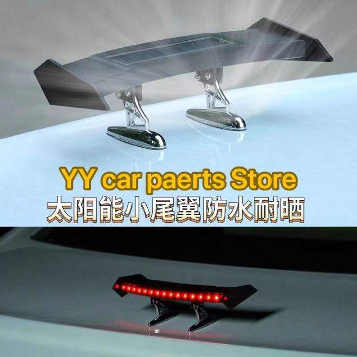 Mini Solar Car Rear Spoiler Light 12V Flashing Warning Light Adjustable