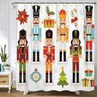 【CW】◑  Cracker Nutcrackers Shower Curtain Set with Polyester Fabric