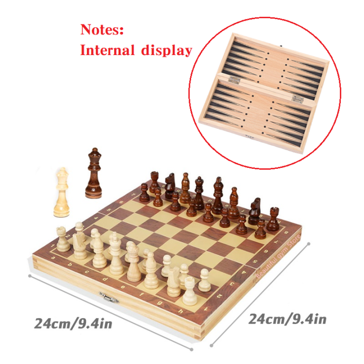 Chess Wooden Wooden Checker Board Solid Wood Pieces Folding Chess Board  High-end Puzzle Chess Game