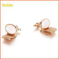 OSIDE 1Pair ปลอกหุ้ม กระดุมข้อมือกระดุมข้อมือ สีทองชมพูกัลวาไนซ์ ทองแดงทองแดง ปุ่มปุ่มต่างๆ ของใหม่ กระดุมข้อมือโซ่สีโรสโกลด์ เสื้อเชิ๊ต