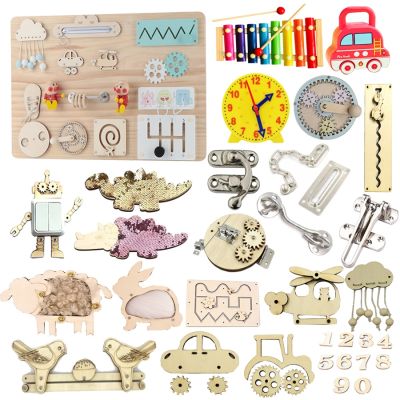 【LZ】trawe2 Children Busy Board Kids Montessori Unlock Door Latch Toy Wooden DIY Accessories Material Early Education Skill Learning Toys