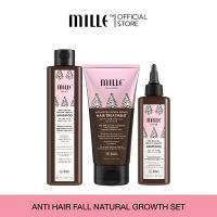 MILLE แชมพู ทรีทเม้นต์ แอมพูล SHAMPOO TREATMENT AMPOULE ANTI HAIR FALL GROWTH SET.