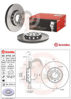 09 5745 21 จานเบรค ล้อ F (ยี่ห้อ BREMBO) รุ่น UV AUDI A4, A6, 100 ปี1994-2004