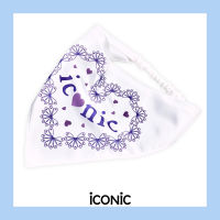 iCONiC PURPLE HEART HEADBAND #6231 ที่คาดผม ผ้าไหม พิมพ์ลาย สีม่วง ผ้าโพกหัว ยางยืด ผ้าไหมซาติน