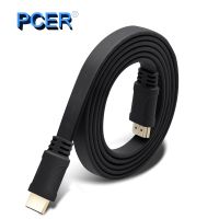 PCER Cabl Flat Slim HDMI Cable Cord Gold-Plated Tip Oxygen-Free Copper 4K*2K 3D Ultra HD High Speed 60hz 30hz 2M 3M 5M Adapters