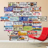 License Number Metal Plate Vintage Tin Sign Bar Pub Garage Home Decor Wall Stickers Iron Retro Plaque 30x15cm