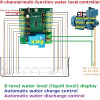 Water Level Pump 8 Levels Multi-function Pour Display Controller Liquid Sensor Module Automatic Controll DC 12V 30A