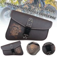 Brown Motorcycle Leather Saddle Bag Luggage Side Tool Bag Universak Fit for Honda Yamaha Suzuki Harley Sportster XL 883 XL1200