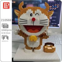 LP 210569 Anime Doraemon Golden Cat Robot Animal Pet Bag Model DIY Mini Diamond Blocks Bricks Building Toy for Children no Box