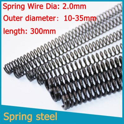 2pcs Compressed Spring Wire Diameter 2.0mm Spring Steel Compressed Spring Length:300mm