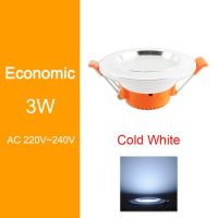 【☄New Arrival☄】 zao063669 ไฟดาวน์ไลท์อลูมิเนียมไฟ3W 5W 9W 12W 15W 18W ไฟดาวน์ไลท์ Led สีเงินสีขาวบางพิเศษ Ac110v 220V 240V รอบ Led Spot ถอยไฟ (3W)