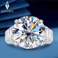 Houtros 5ct D สี VVS1แหวนมอยส์ซอไนต์สำหรับผู้หญิง925เงินชุบ Pt950 Sparking Band เครื่องประดับ GRA