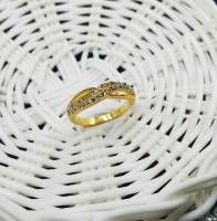 แหวนสีทอง 18k ประดับเพชรทรงแฟนซีลายดีไซน์สีเขียว น่ารักมากๆ ขนาดไซส์ 6.5 US นิ้ว N1074
