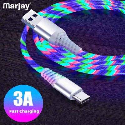 [HOT RUXMMMLHJ 566] สาย LED เรืองแสง3A ที่ชาร์จชนิด C ชนิดไมโคร USB ส่องสว่างสายชาร์จเร็วสำหรับ Huawei Samsung Xiaomi สายโอนข้อมูล