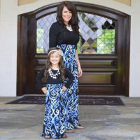 Mommy and Me Black Patchwork Dress Spring Blue Print Mother and Daughter Clothes Mummy and Daughter Dresses Family Matching