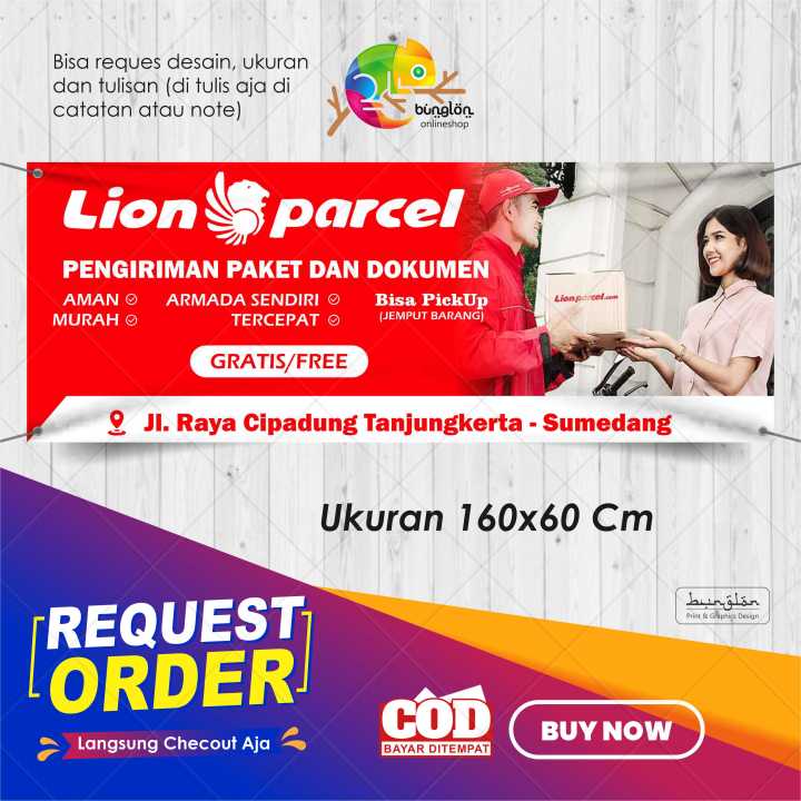 Size 160x60 Spanduk Banner Lion Parcel Custom Murah Lazada Indonesia