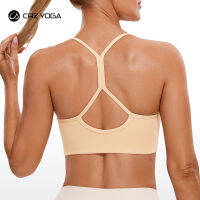 CRZ โยคะ Butterluxe สตรีคอสูง Y กลับกีฬา - Padded Halter Racerback สปาเก็ตตี้บางออกกำลังกายโยคะ