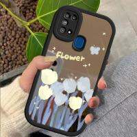 เคสสำหรับเคส Samsung M31ภาพสีน้ำมันเคสลายดอกไม้พื้นผิวกระจกเคสโทรศัพท์บางนุ่ม