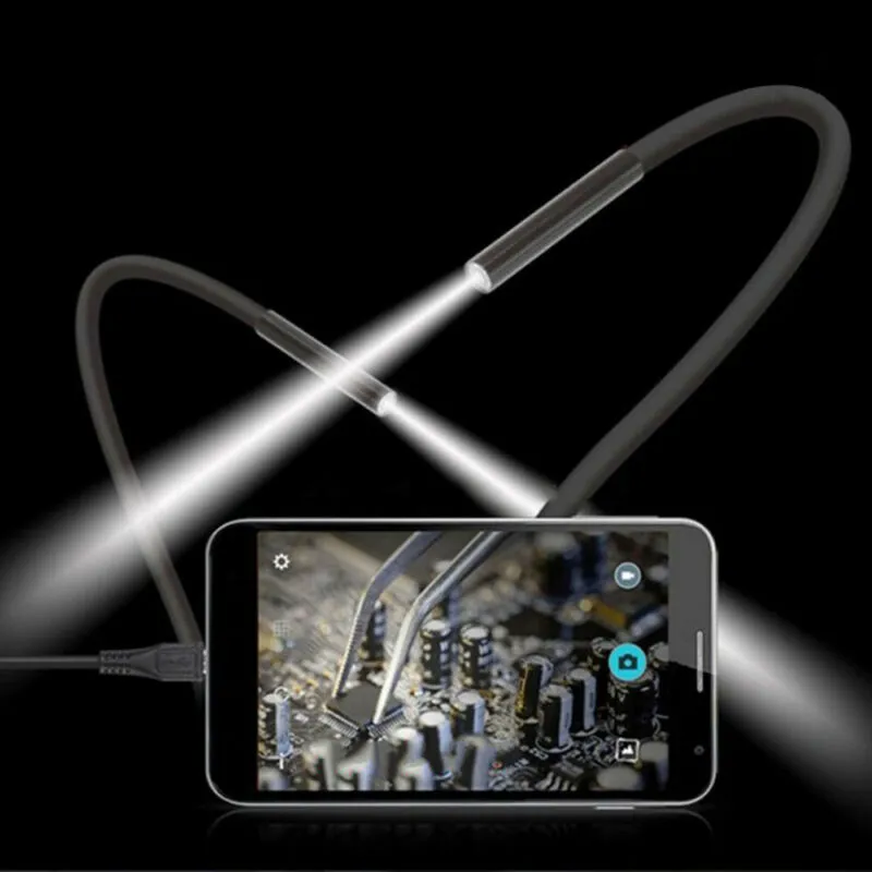 Mini caméra endoscopique étanche avec lumière LED, -6