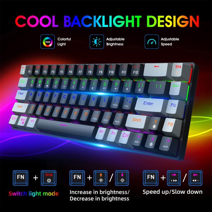 68-key-green-axis-red-axis-mechanical-keyboard-dual-color-rgb-multiple-backlit-key-line-separation-gaming-keyboard