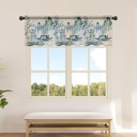 【YD】 Chinese Painting Landscape Boat Short Tulle Curtain Half-Curtain for Door Drape Small Window Sheer Curtains