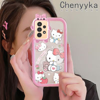 Chenyyka เคสปลอกสำหรับ Samsung A04s 5G A13การ์ตูนเฮลโลคิตตี้หมีสีสันสดใสน่ารักเลนส์กล้องถ่ายรูปแบบนิ่มมอนสเตอร์ตัวน้อยซิลิโคนโปร่งใสเคสกันกระแทกแบบใสเรียบง่ายป้องกัน