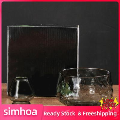 Simhoa ชามแก้วผสมชาเขียว2x ปัดปัดทำด้วยมือโหลเซรามิควางแปรงชงชาเขียว
