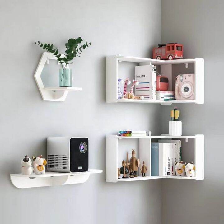 2in1 Shelf Corner Wall Storage Bookshelf Without Drilling Rack Floating