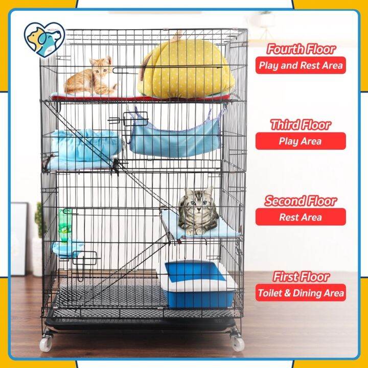 Cats Cage 2/4 Layer Collapsible Dog Cage Large Space House For Pet