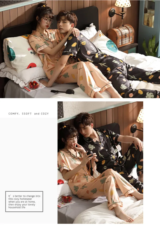 Pajama suit Satin Silk Pajamas Sets Couple Sleepwear Family Pijama