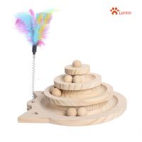 Wooden 2/3 Levels Pet cat Toy Tower Tracks Disc cat Intelligence Amusement Triple Play Disc Cat toys ball Training Toys