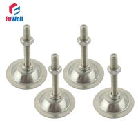 4pcs 38mm Base Dia. Adjustable Foot Cup M8x60/M8x80/M8x100mm Thread Metal Leveling Foot for Furniture/Pipe Rack/Machine Tool