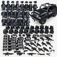 Moc Military Building Blocks Set Black Jeep Swat Team Doll Small Particle Assembled Toy Opp Bag