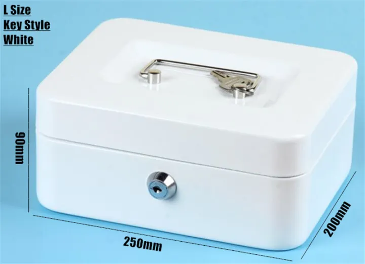 Portable Safe Lockable Cash Box Tiered Tray Money Drawer Safe Storage