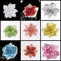 10CM powder hollow Christmas flower Christmas tree decoration pendant accessories Christmas decorations simulation flowers